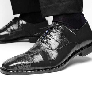 Belvedere Mare Ostrich/Eel Shoes - Black